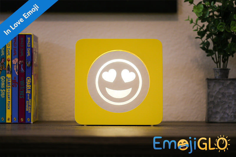 Too Cool EmojiGLO - Emoji based 2D LED Light in iconic Emoji Yellow/Red wood frame with interchangeable emojis