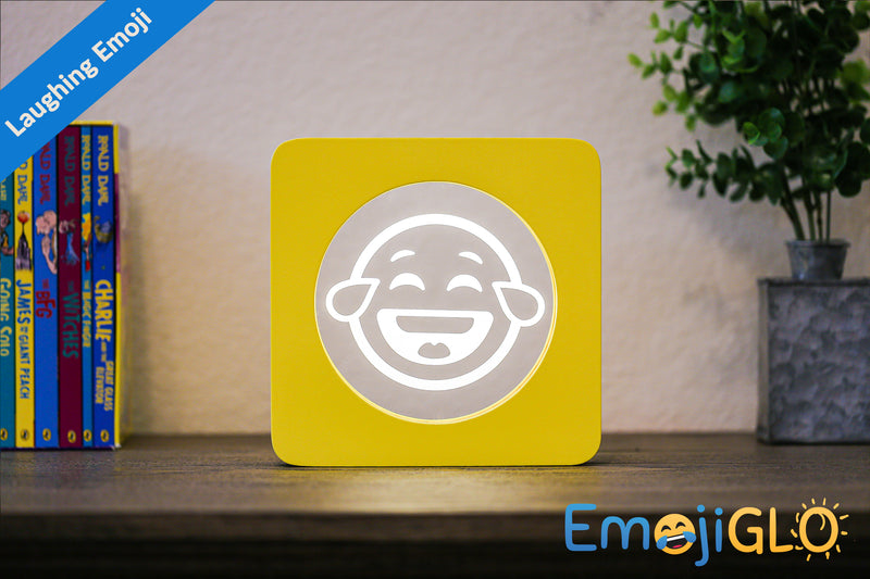 Goofy EmojiGLO - Emoji based 2D LED Light in iconic Emoji Yellow/Red wood frame with interchangeable emojis