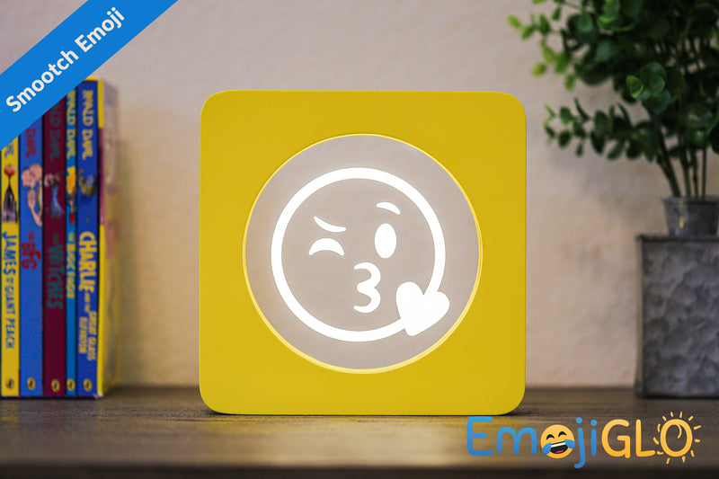 Sleepy EmojiGLO - Emoji based 2D LED Light in iconic Emoji Yellow/Red wood frame with interchangeable emojis