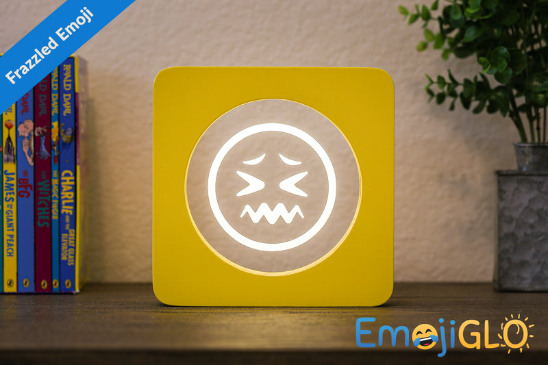 Ninja EmojiGLO - Emoji based 2D LED Light in iconic Emoji Yellow/Red wood frame with interchangeable emojis