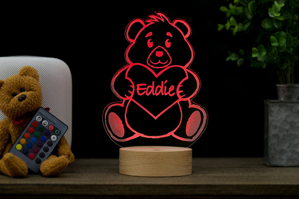 Personalized Teddy Bear HoloGLO - Premium LED Holographic-Like Night Light