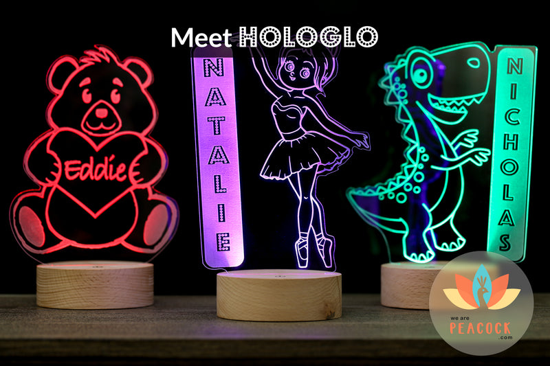 Gamer LED HoloGLO Night Light, Personalized Kid's Room Video Game Controller w/ Headset Decor Lamp