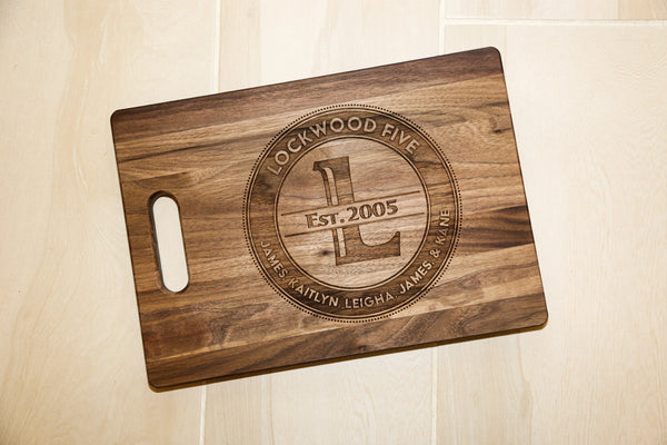 Family Kitchen Decor Cutting Board, Walnut & Maple, Personalized Gift for Couples, Custom Gift for Mom or dad, Kitchen Gift, Monogram