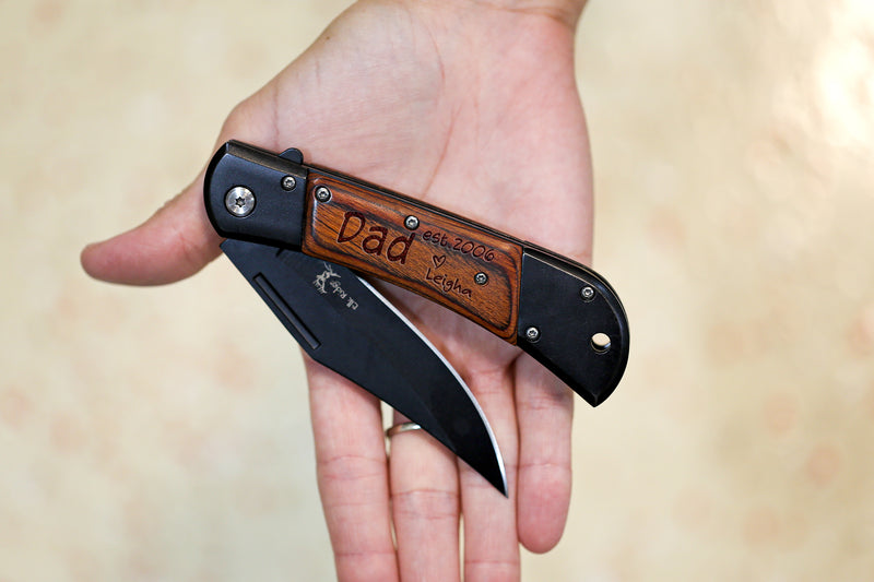 Personalized Elk Ridge Folding Wood Handle Pocket Knife