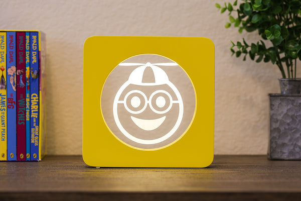 Goofy EmojiGLO - Emoji based 2D LED Light in iconic Emoji Yellow/Red wood frame with interchangeable emojis