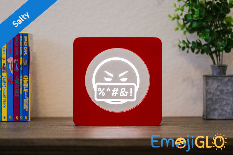 Ninja EmojiGLO - Emoji based 2D LED Light in iconic Emoji Yellow/Red wood frame with interchangeable emojis