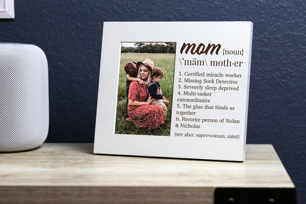 Mom Defined Picture Frame, First Mothers Day New Mommy Gift for Wife, Birthday Christmas Gift for Nana, Grandma, or Abuela, Mommy and Me