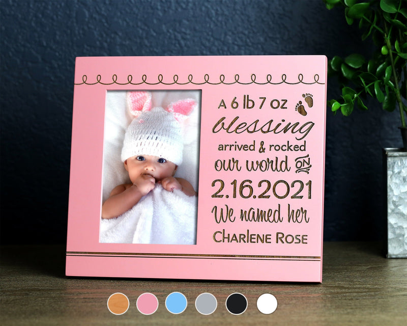 Personalized Birth Announcement Picture Frame, Baby Stat, Newborn Baby Boy Girl Nursery Decor, New Mom Birthday, New Parents Baby Gift