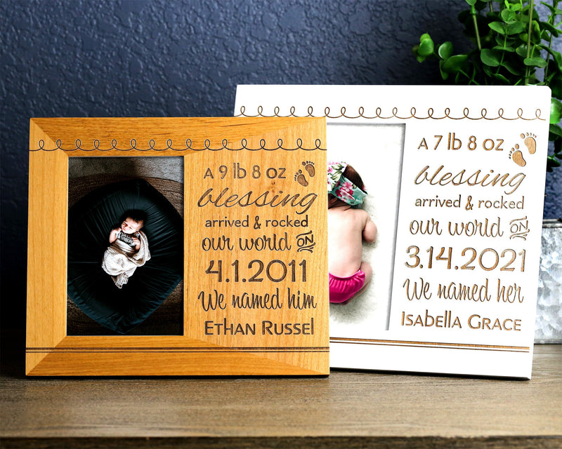 Personalized Birth Announcement Picture Frame, Baby Stat, Newborn Baby Boy Girl Nursery Decor, New Mom Birthday, New Parents Baby Gift