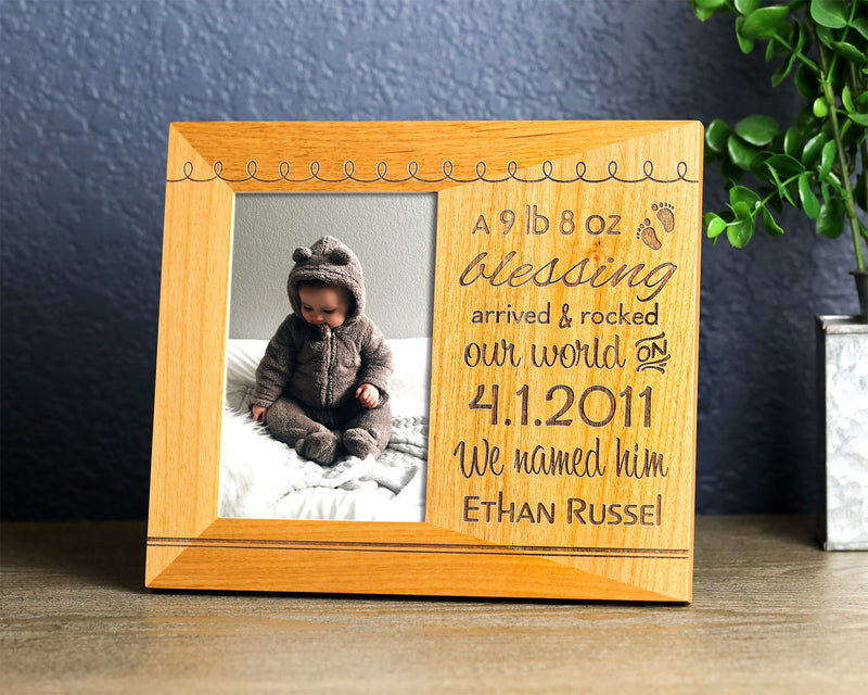 Personalized Birth Announcement Picture Frame, Baby Stat, Newborn Baby Boy Girl Nursery Decor, New Mom Birthday, New Parents Baby Gift