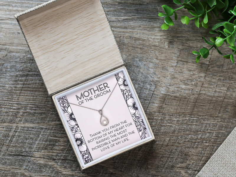 Mother of the Groom Pearl Necklace Gift, Thank You Mom Wedding