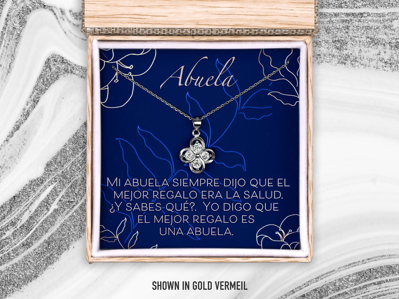 Abuela Necklace Gift Personalized, Grandma Clover Gemstone Pendant, Nana Birthday or Christmas Gift for Her