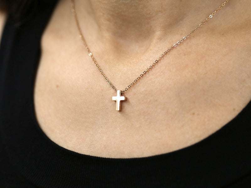 Mi Amor Cross Necklace Gift, Anniversary I Love You Jewelry for Wife, Mothers Day Christian Faith Pendant, Large Simple Silver Cross