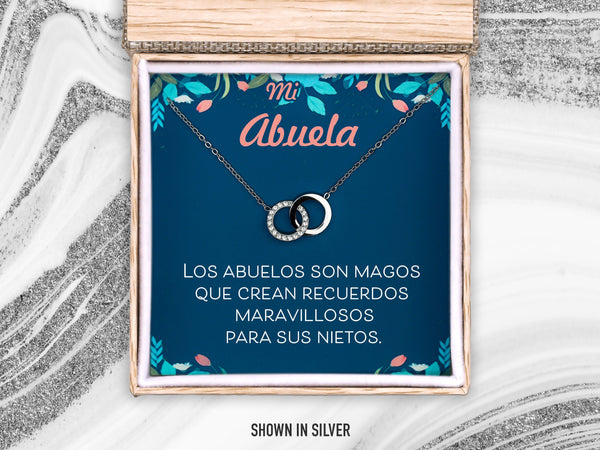 Abuela Birthday Necklace Gift, Thinking of You Great Grandma Double Circle Jewelry, Mothers Day Mother Daughter Thank you Gift