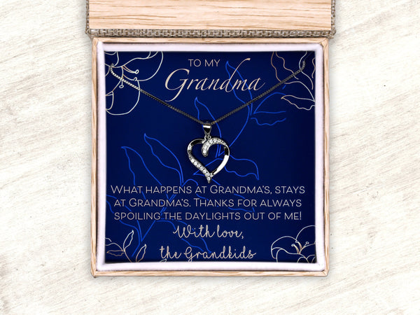 Grandma Necklace Gift Personalized, Grandmother Nana Gemstone Pendant from Grandkids, Granny Birthday or Christmas Gift for Her