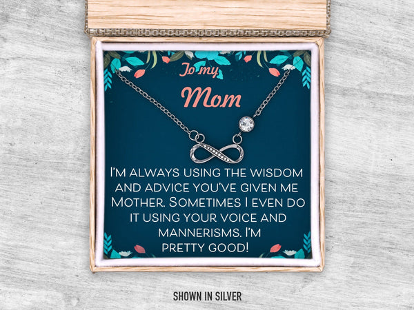Mom Wisdom Necklace Gift, Mothers Day Gift for Grandma, Long Distance Mother Daughter Gift for Wedding, Thank You Birthday or Christmas,