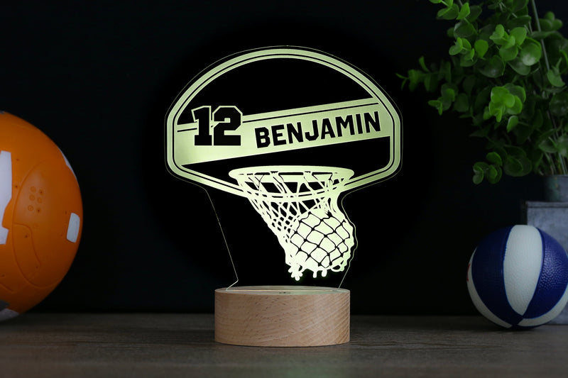 Basketball LED Night Light, Kid's Basketball Decor Lamp, Birthday Gift, Coach Name Sign, Sports Room Premium HoloGLO (ACR-WA138)